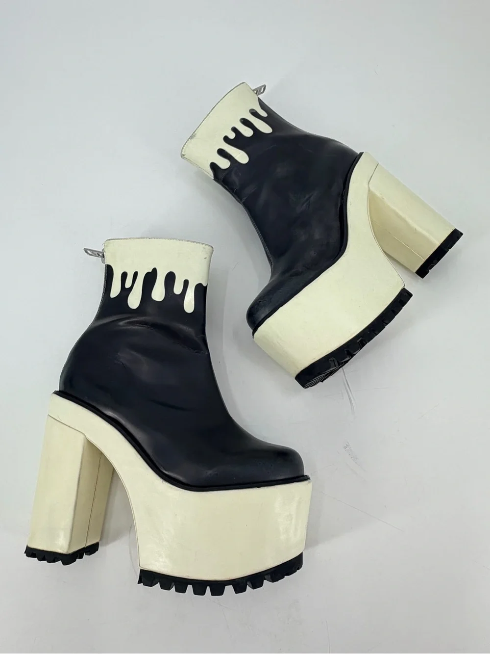 Current Mood Glow In The Dark Chunky Platform Rave Heels Lava Boots 7 FLAWS